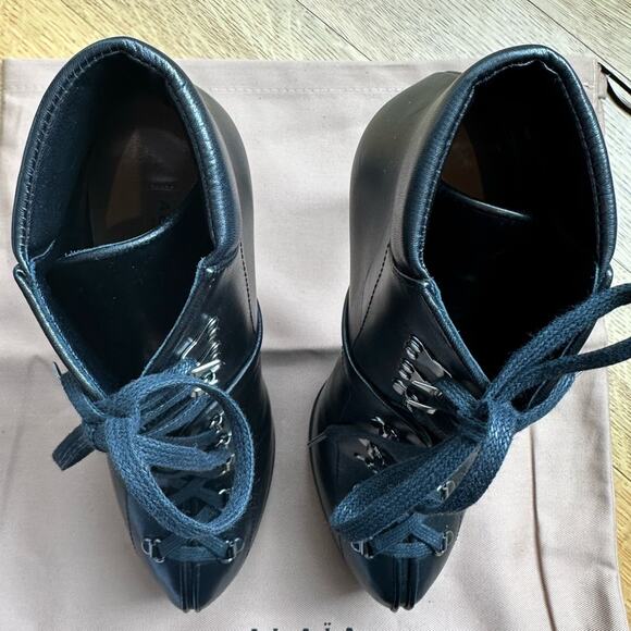 Alaïa Black Leather Hiker Boots EU 38 Trek Ankle Stiletto Lace up - Picture 6 of 16